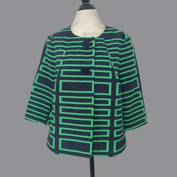 Peter Nygard Jacket 16 X Large Crop Blue Green Career Y2K - Picture 1 of 9